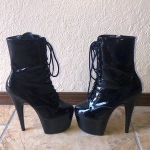 Black Pleaser brand Heeled Boots